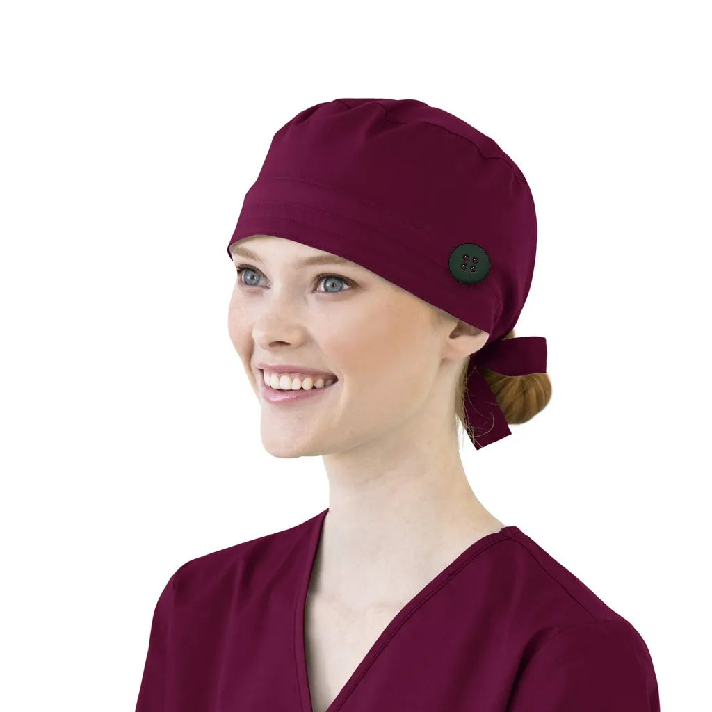 Bonnet médical avec bouton et bandeau anti-transpiration - Style bouffant ajustable