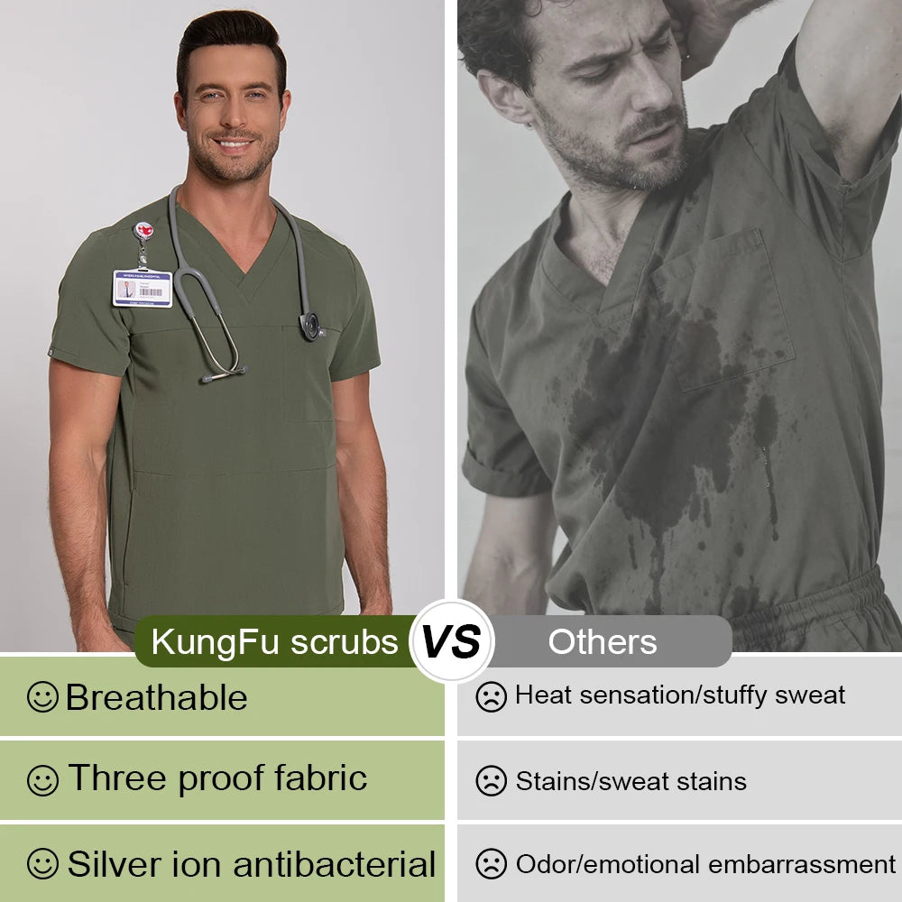 KUNGFU SCRUBS Ensemble médical homme antibactérien