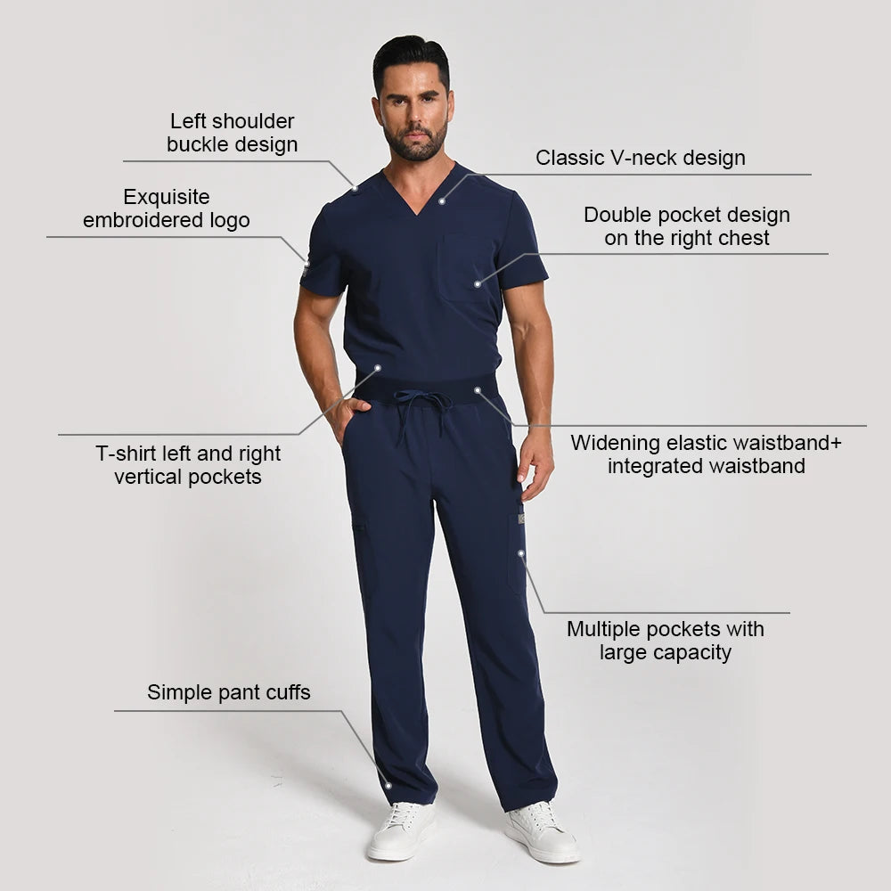 KUNGFU SCRUBS Ensemble médical homme anti-froissement style jogger