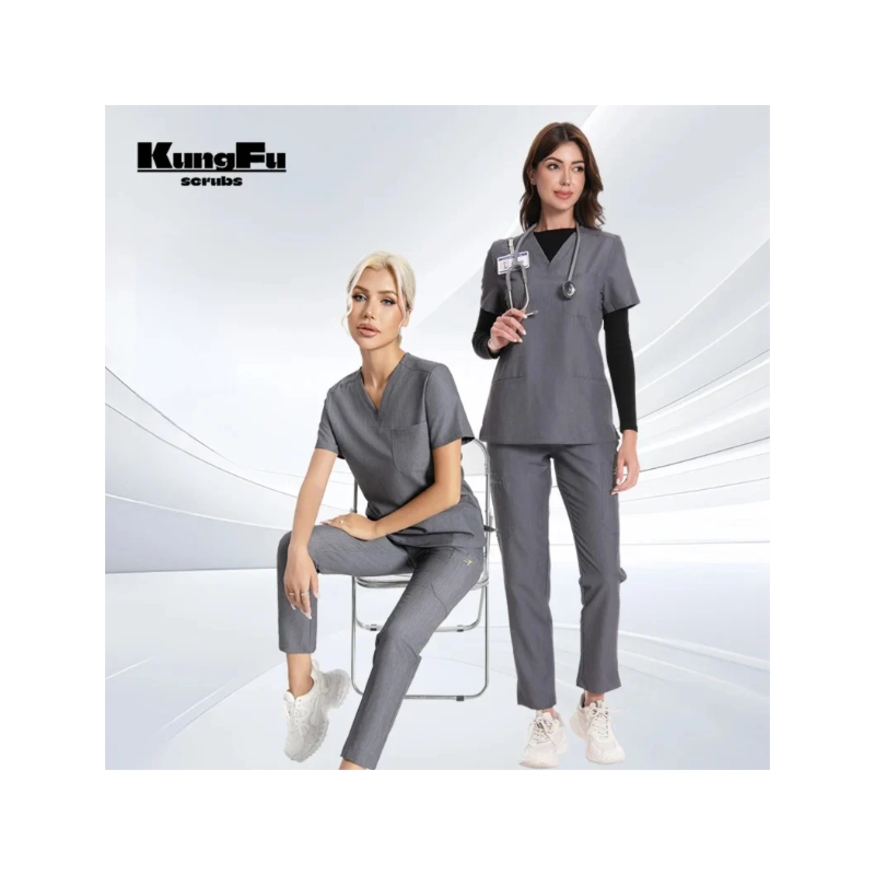 KUNGFU SCRUBS Ensemble médical femme col en V ajusté