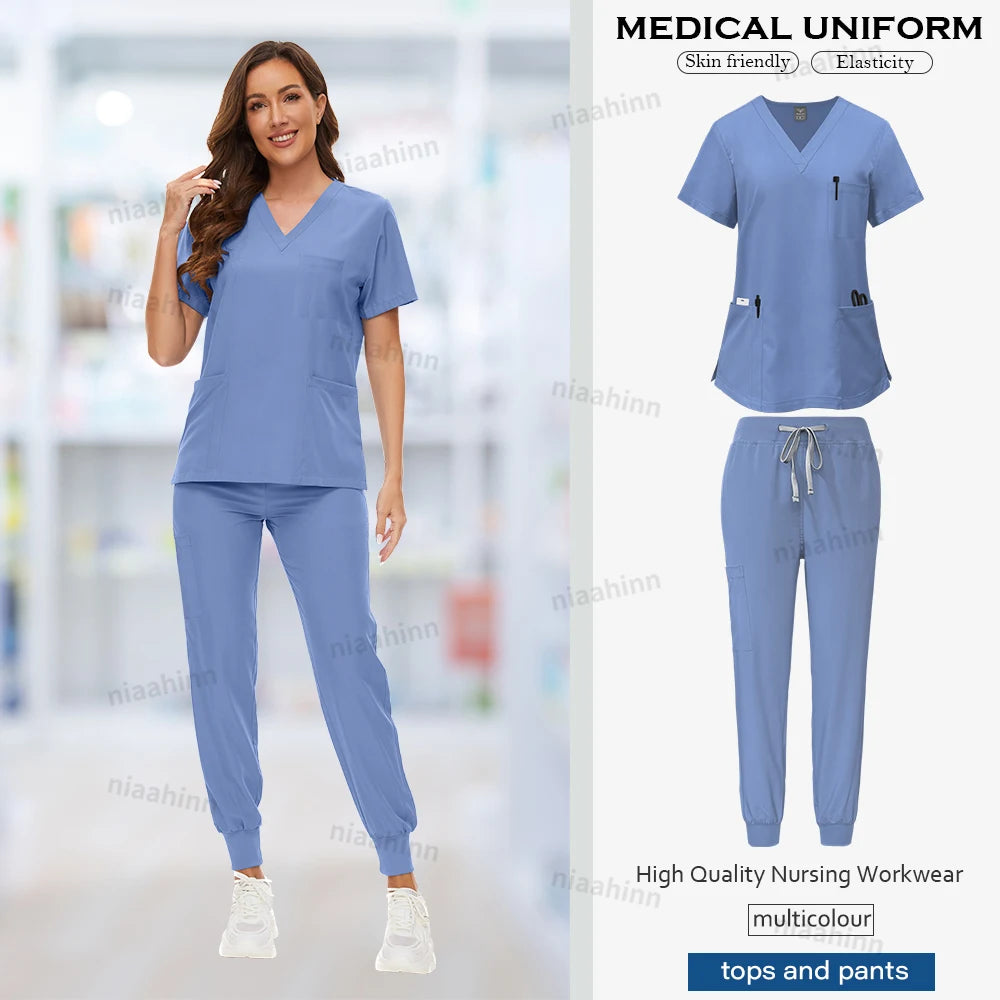 Ensemble de Scrubs Médicaux Femme – Haut Manches Courtes & Pantalon
