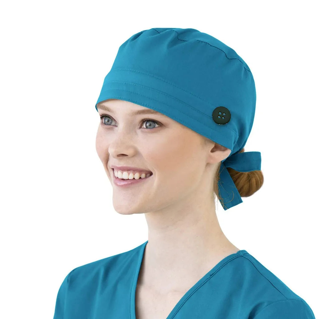 Bonnet médical avec bouton et bandeau anti-transpiration - Style bouffant ajustable
