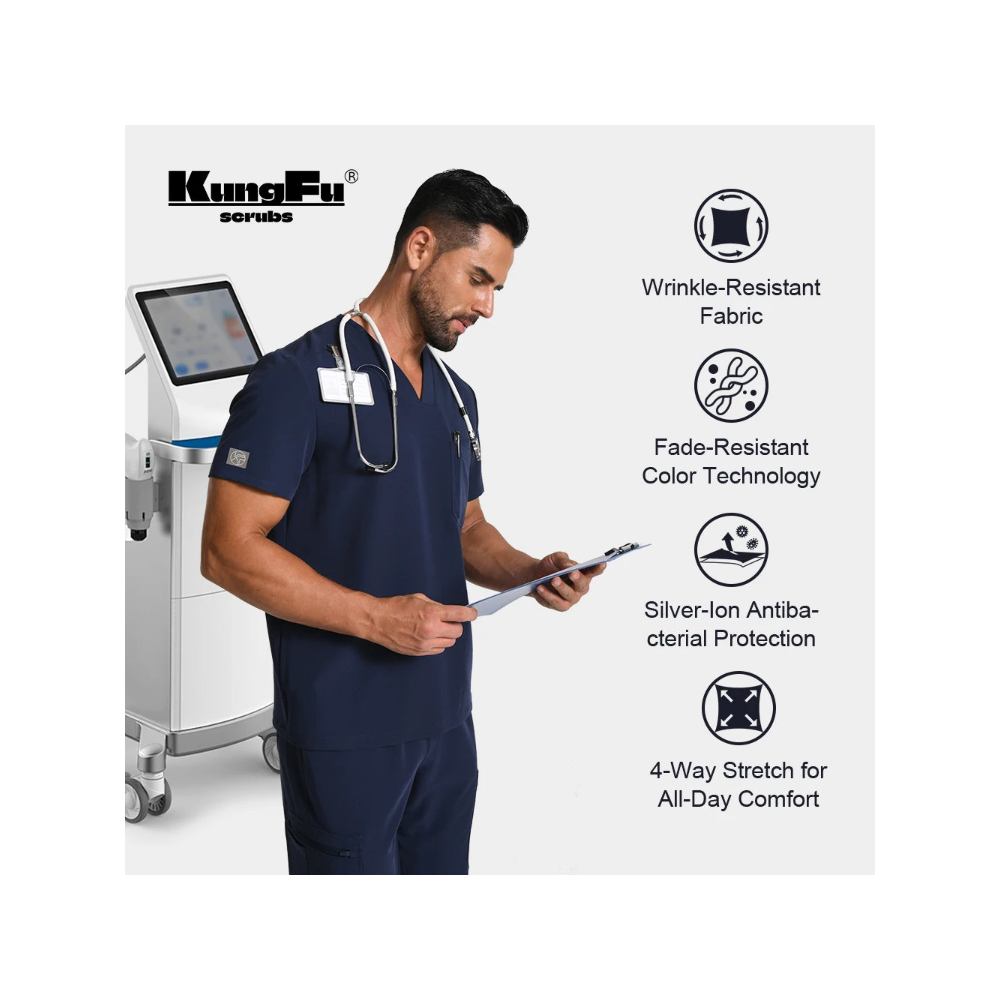 KUNGFU SCRUBS Ensemble médical homme anti-froissement style jogger