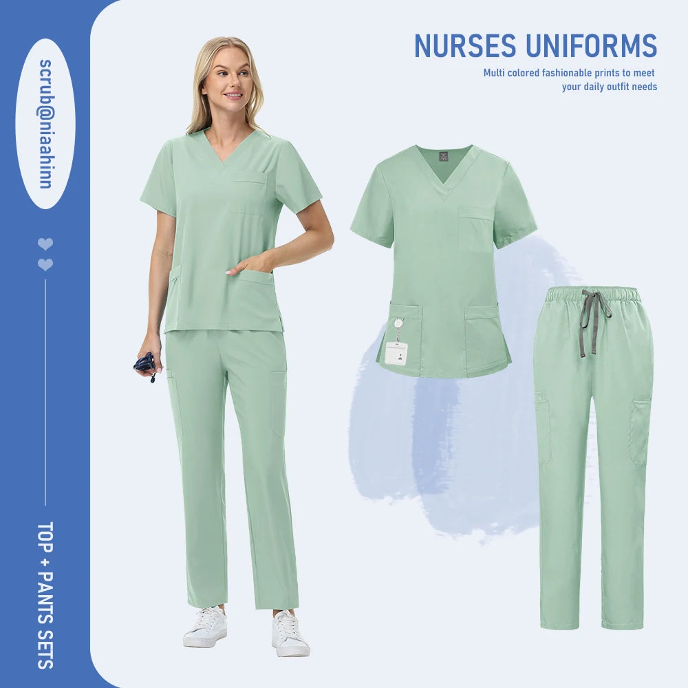 Ensemble Médical Femme - Haut Manches Courtes et Pantalon (12 Couleurs)