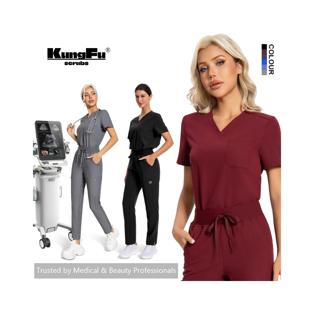 KUNGFU SCRUBS Ensemble médical femme anti-froissement doux antibactérien