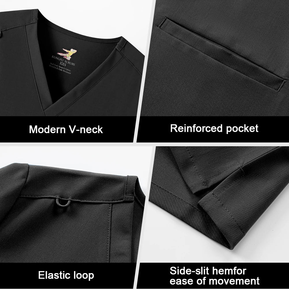 KUNGFU SCRUBS Ensemble médical femme antibactérien noir