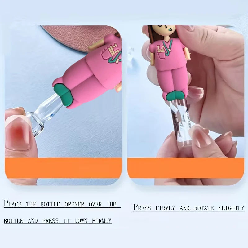 Ouvre-ampoule en forme de seringue avec porte-clés