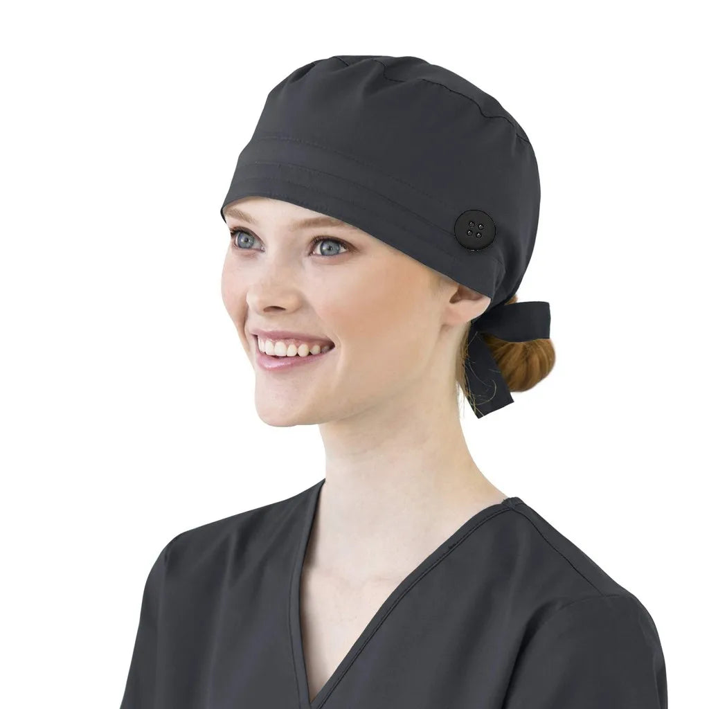 Bonnet médical avec bouton et bandeau anti-transpiration - Style bouffant ajustable