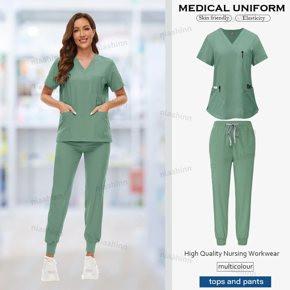 Ensemble de Scrubs Médicaux Femme – Haut Manches Courtes & Pantalon