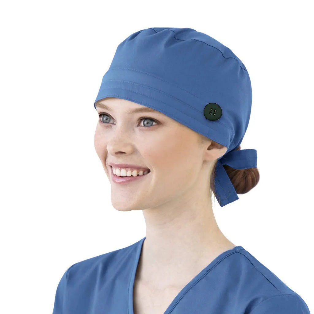 Bonnet médical avec bouton et bandeau anti-transpiration - Style bouffant ajustable