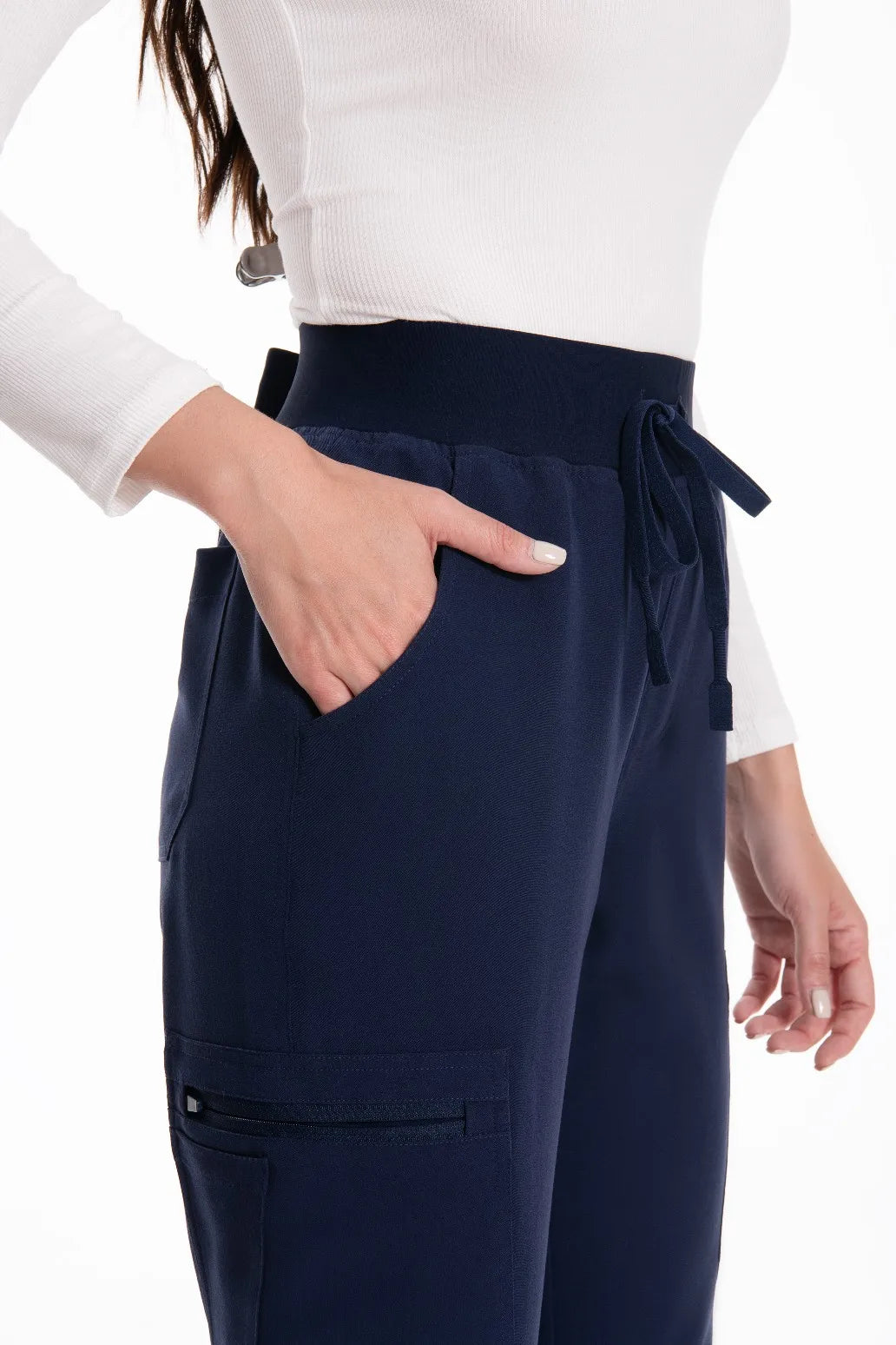 KUNGFU SCRUBS Sous-vêtement médical sans couture col rond manches longues femme