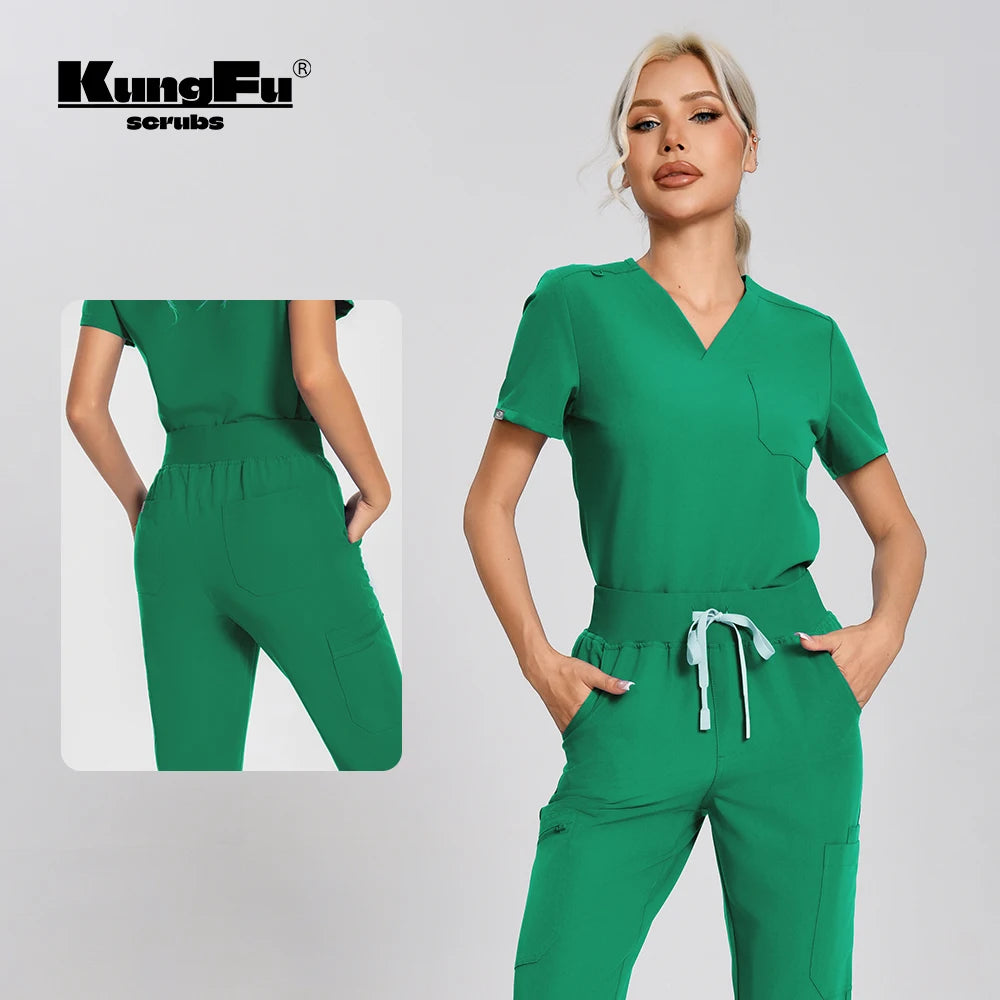 Ensemble Médical Antibactérien Vert - 2 Pièces (Haut et Pantalon)