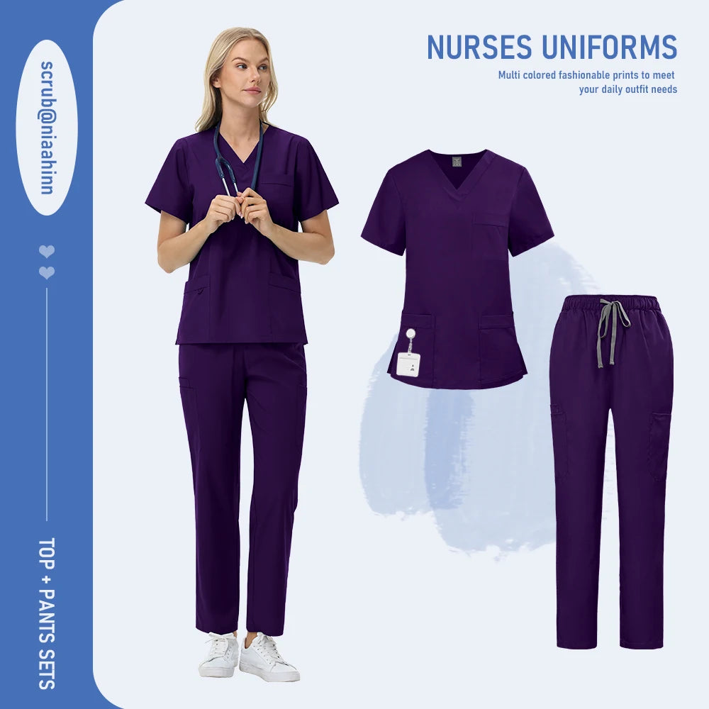 Ensemble Médical Femme - Haut Manches Courtes et Pantalon (12 Couleurs)