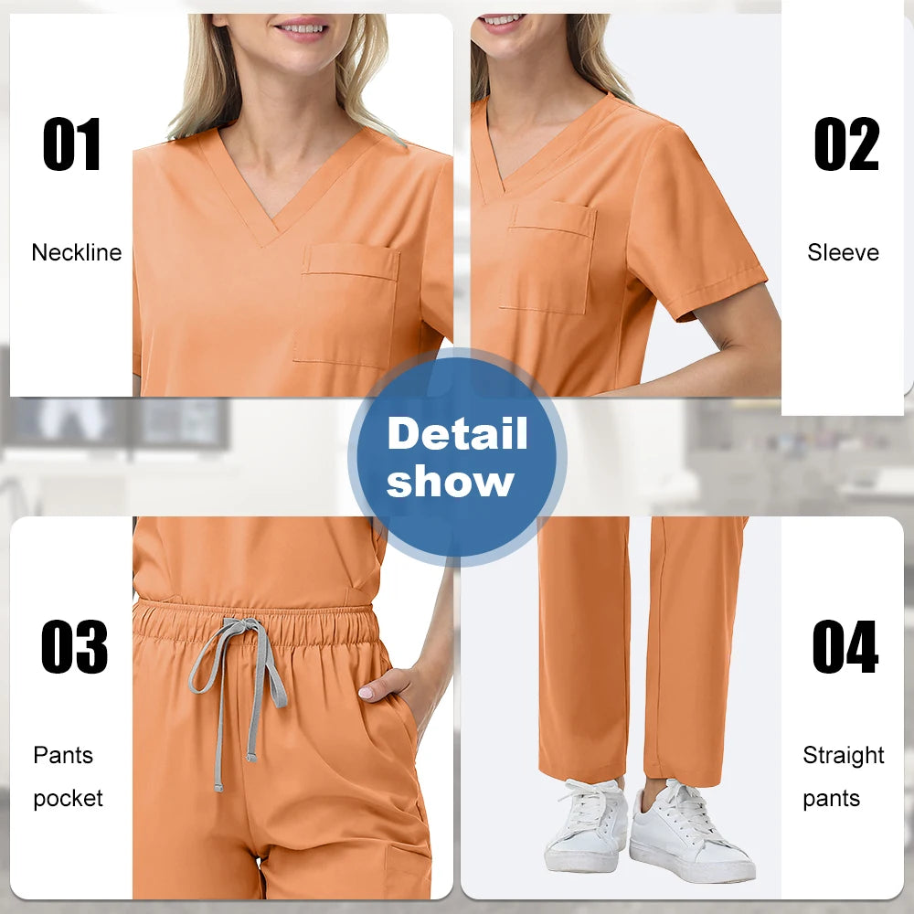 Ensemble Médical Femme - Haut Manches Courtes et Pantalon (12 Couleurs)