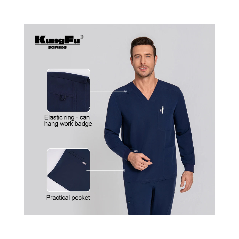 KUNGFU SCRUBS Haut médical homme manches longues antibactérien