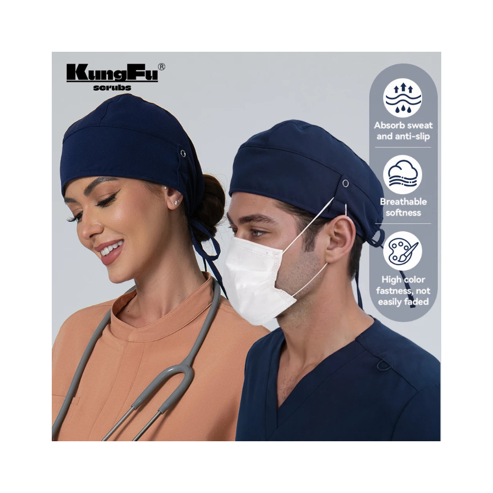 KUNGFU SCRUBS Bonnet chirurgical unisexe absorbant la transpiration