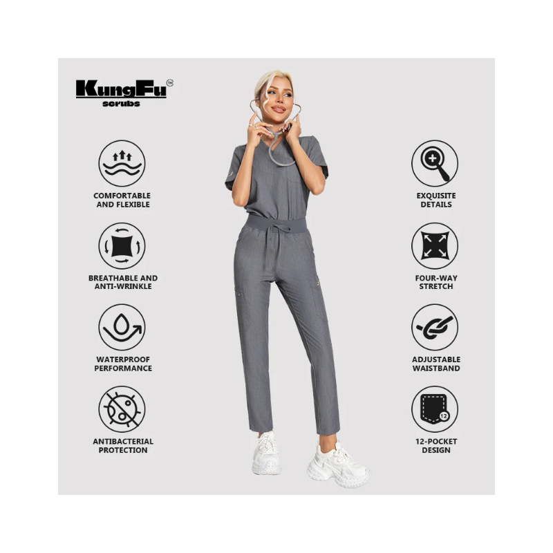KUNGFU SCRUBS Pièces médicales séparées femme - Haut ou pantalon antibactérien