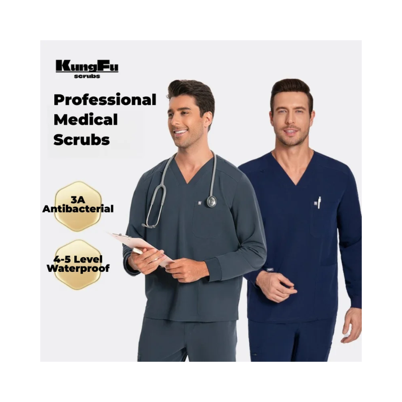 KUNGFU SCRUBS Ensemble médical homme manches longues antibactérien