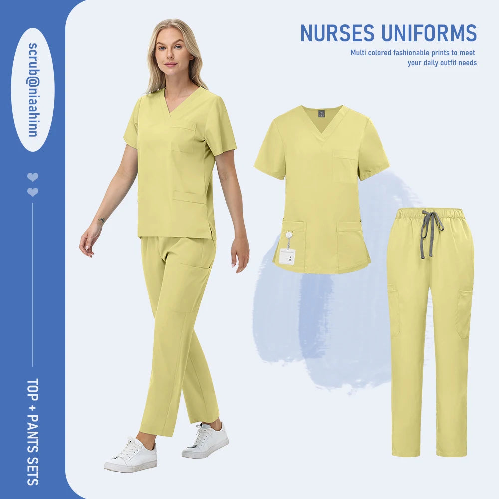 Ensemble Médical Femme - Haut Manches Courtes et Pantalon (12 Couleurs)