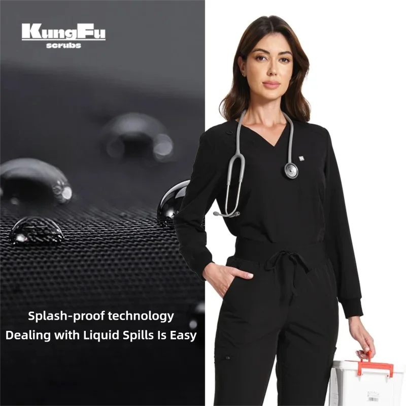 KUNGFU SCRUBS Haut médical manches longues unisexe antibactérien