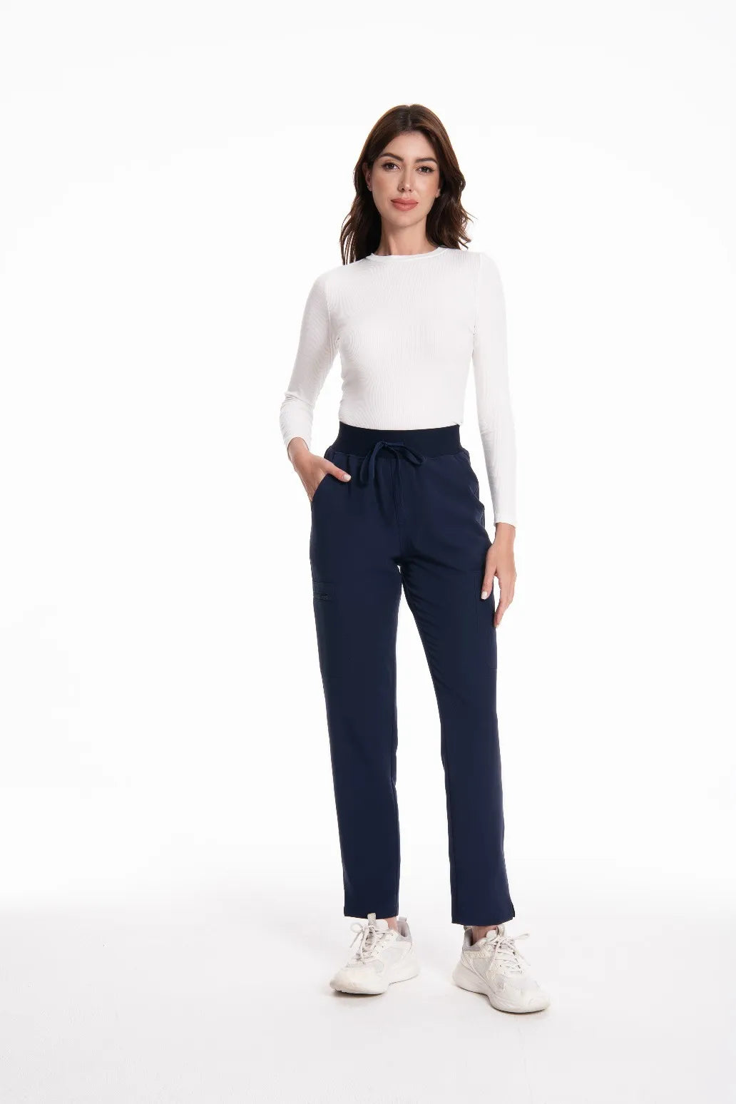 KUNGFU SCRUBS Sous-vêtement médical sans couture col rond manches longues femme